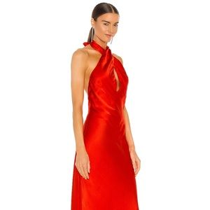 Claudia Bias Cut Dress In Lipstick Red